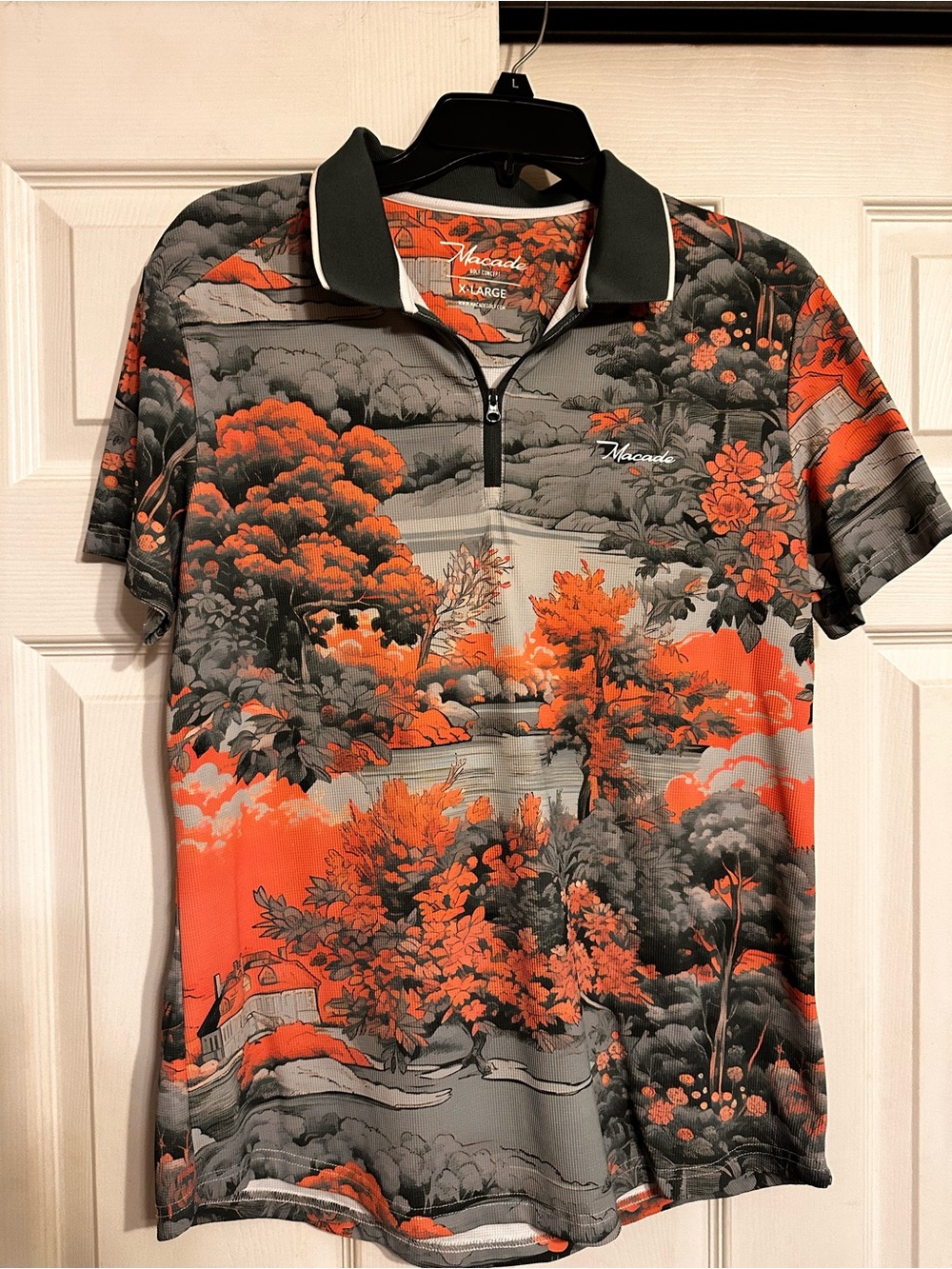 Macade golf peach & Gray Scenic Print Polo Shirt
